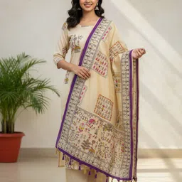 kiona fab Cotton Silk Printed Purple Women Dupatta image 3