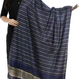 Pure Cotton Striped Blue Women Dupatta-image-32