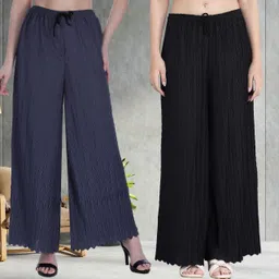 irha Pack of 2 Women Regular Fit Multicolor Viscose Rayon Trousers-picture-36
