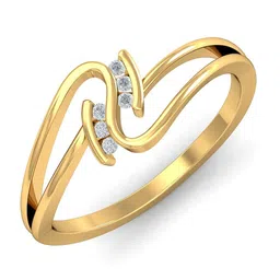 KUBERBOX Pretty Curved 18KT Gold Diamond Studded Finger Ring-2.16gm-picture-22