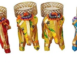 Handicraft Hathi/Elephant Tea-Light Holder Cotton Tealight Holder Set (Multicolor, Pack of0 8 Candle-image-48
