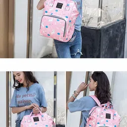 house of quirk Diaper Backpack for Waterproof Nappy Bag Rucksack Maternity Backpack Bag_Pink Unicorn Diaper Bag image 5