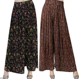 fashion bazaar Pack of 2 Women Flared Black, Brown Lycra Blend Trousers-picture-29