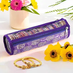 kuber industries 10 Compartments Printed Bangles Organisers Storage Box for Women | Purple Bangles Pouch Vanity Box-picture-18