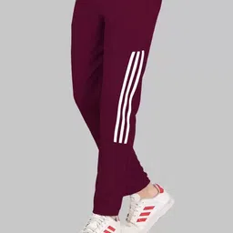lysoric Men Striped Maroon, White Track Pants-picture-32