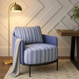 trevi furniture Olivia Fabric Lounge Chair In Pinstripe Blue & Twilight Blue Colour image 1
