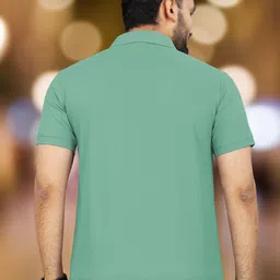 vebnor Men Solid Polo Neck Polyester Light Green T-Shirt image 2