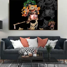 dekorstation Krishna With Flute Floating Multicolour Canvas Art Print image 1