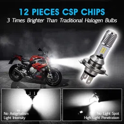 auto pearl 2-Side 12Led Chips Motorcycle Bulb 7500K-12V-9W wide Beam Ultra Bright White E36 Headlight Motorbike LED for TVS (12 V, 9 W) image 4