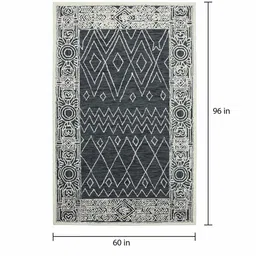 saraswati global Grey Geometric Wool 5 ft x 7 ft Hand Tufted Carpet image 3