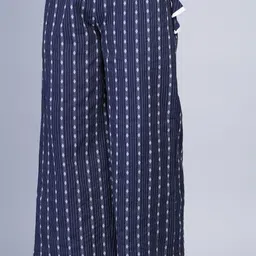 welcomekurti Women Relaxed Blue Pure Cotton Trousers-picture-13
