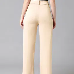 kotty Women Regular Fit Beige Viscose Rayon Trousers image 4