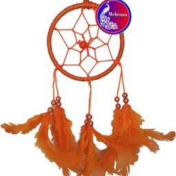 mehruna CAR HANGING DREAM CATCHER FOR HOME DECOR L8 x H20 multi or blue or orange or yellow or red (.200 gram) pack of 10 ps combo Wool, Feather, Silver Dream Catcher image 5