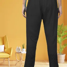 fambee Women Relaxed Black Viscose Rayon Trousers image 2