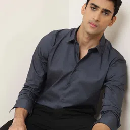 rare rabbit Men Slim Fit Solid Spread Collar Formal Shirt-picture-26