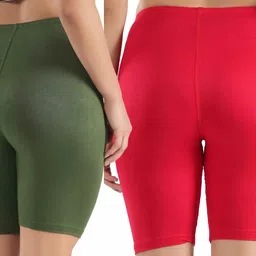 jasora Pack of 2 Solid Women Multicolor Cycling Shorts image 2