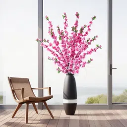 de gardenia Peach Blossom Bouquet – 49 Inch Silk Faux Flowers Pink Bird of Paradise Artificial Flower image 5