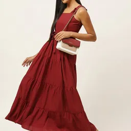 u&f Women Maxi Maroon Full Length Dress-picture-11