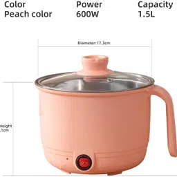 weprove Multipurpose Electric Cooking Pot 1.5L Mini Hot Pot for Pasta, Egg Egg Cooker image 5