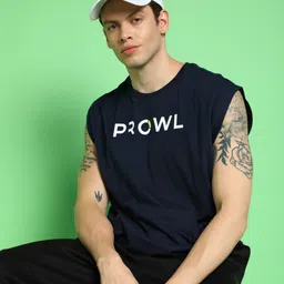 prowl by tiger shroff Men Printed Round Neck Cotton Blend Dark Blue T-Shirt image 1