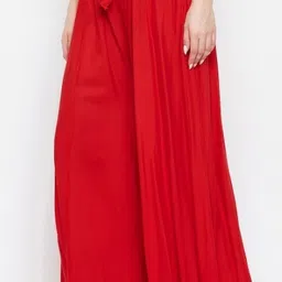 classi kaari Women Flared Red Polycotton Trousers image 2