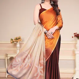 superlaxmi Solid/Plain, Floral Print Bollywood Chiffon, Georgette Saree image 3