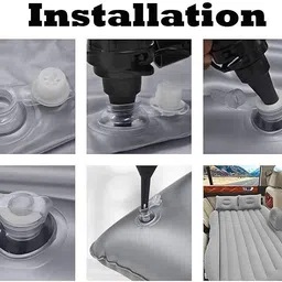 ccmm Universal Silver Car Bed With 2Pillows/Air Pump/knozzel For Travel/Camping 128 Universal Polyster Silver Car Bed For Travelling/Home/Camping-128 Car Inflatable Bed image 2