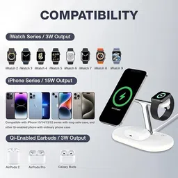gvc 3-in-1 Wireless Charger 15W Fast Charging Dock, Magnetic Magsafe Combo image 3