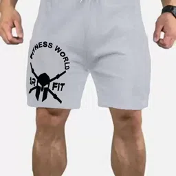 Printed Men Grey Gym Shorts-image-6
