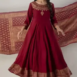 skyasia Women Printed Cotton Blend Anarkali Kurta With Attached Dupatta image 1