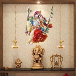god & god's 58 cm Radha Krishna Jhula Swari Modern Art 98 Magnetic Sticker image 3