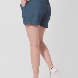 cefalu Solid Women Denim Blue Regular Shorts image 2