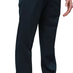 park avenue Men Regular Fit Dark Blue Polyester Trousers image 2