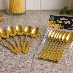 tahaenterprise Luxury Golden Spoon set, Stainless steel cutlery for modern dining Stainless Steel Tea Spoon, Table Spoon Set-picture-44