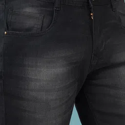 nivasu Solid Men Black Denim Shorts image 4