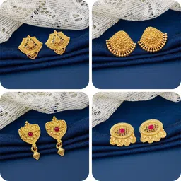 bestseller Combo of 4 Traditional Brass Earring Set-image-56