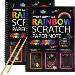 A4 Rainbow Scratch Paper Notes Art Activity Books (5 Books 50 Pages) Theme, Scrapbook Kit-image-73