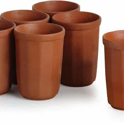 the himalaya craft (Pack of 6) Handmade mitti Glass milk Coffee Juices glass 300ml pack of 6 Glass Set Water/Juice Glass-picture-12