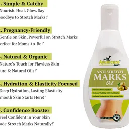 Ayumcure Stretch Mark Removal & Prevention Oil for women | Improves Skin Texture & Tone image 3