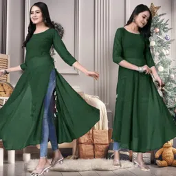 panth creation Women Fit and Flare Dark Green Maxi/Full Length Dress image 1