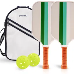 permo Pickleball Set-2 Carbon Fiber Paddles 14mm 2 Balls & 1 Canvas Bag Pickleball Paddle-picture-10