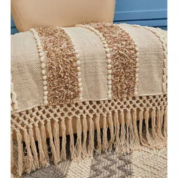 jutie pie Beige Textured Cotton 1 Seater Sofa Cover by Jutiepie image 4