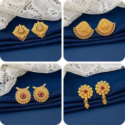 lala luxury bestseller Combo of 4 Traditional Brass Earring Set-picture-37