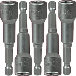 digital craft 5Pcs 10mm Magnetic Nut Driver Bit Set 65mm Hex Socket 1/4" Shank for Drills Socket Set-picture-23
