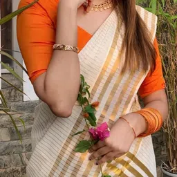 k k selvaam tex Striped Kasavu Cotton Silk Saree image 2