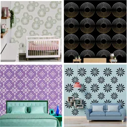 damya decore WALL PAINTING FOR (SIZE 16X24 INCH) CIRCLE WHEEL, HALF DOT CIRCLE , CHESTYNUT FLORET & MODERN ART STENCIL DESIGNS SUITABLE FOR ROOMS, HALLS, CRAFT, CEILING, ETC. Stencil image 2