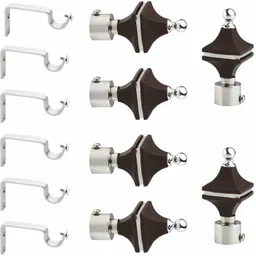 gloxy Silver, Black Rod Rail Bracket, Curtain Knobs, Curtain Hooks, Curtain Rods Metal-picture-11