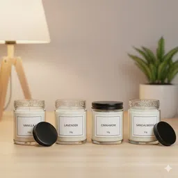 yogi Scented Candle Set of 4 Natural Wax Long-Lasting,Smokeless,Handcrafted|50g Each Candle-picture-17