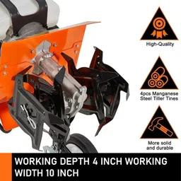 crop10 52cc Tiller Bottom 2HP Powerful 2Stroke Petrol Engine with Steel Blades, Weeder Fuel Grass Trimmer image 3