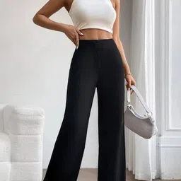 broadstar Women Loose Fit Black Lycra Blend Trousers image 3